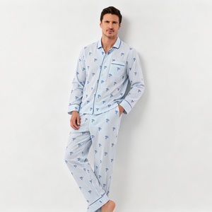 Pyjamas imprimés en bambou pour hommes, ensemble de vêtements de nuit confortables en modal, fabrication sur mesure de vêtements de nuit et de loungewear pour hommes - Product Image 2