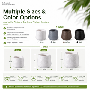 Pot de fleurs en <span class=keywords><strong>plastique</strong></span> OEM ODM avec motif de feuilles en relief pour centre de jardin, pot de fleurs d'intérieur et d'extérieur - Product Image 3