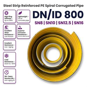 <span class=keywords><strong>Tuyau</strong></span> corrugué en spirale en PE renforcé d'acier pour culvert routier, haute capacité de charge, haute pression, durable - Product Image 1