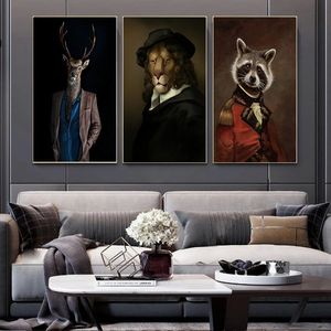 सार पशु हाथी शेर ज़ेबरा पोस्टर रचनात्मक पशु मॉडलिंग दीवार कला कैनवास पेंटिंग सजावट - Product Image 3