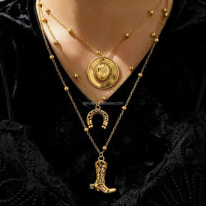 Conjunto de Collares de Moda Estilo Occidental con Colgante de Budismo, Turquesa Azul, Medallón, Cruz, Joyería de Moda - Product Image 2