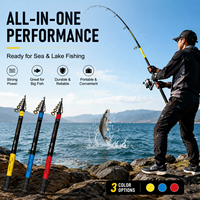 Canne à pêche portable super résistante 2,1-3,6 m, canne télescopique en fibre de verre pour la pêche en eau profonde, lac et rivière