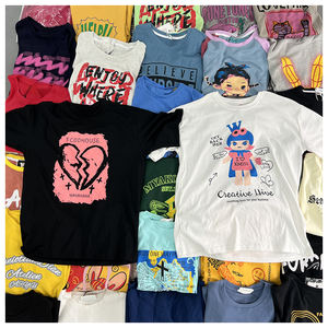 T-shirts en coton à motifs variés en gros, t-shirts imprimés pour femmes et hommes, vêtements en stock, vente en gros d'usine, t-shirts à manches courtes - Product Image 5