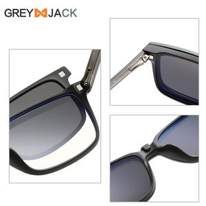 Monture de lunettes magnétique Tr90 rectangulaire, monture intégrale, verres polarisés anti-lumière bleue, unisexe, avec clip solaire et étui - Product Image 4