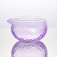 ESTICK Bol à matcha en verre coloré, bol à thé japonais, peint à la main, verrerie résistante à la chaleur, accessoire de thé en boîte pour la maison
