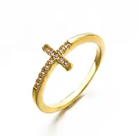 JASEN مجوهرات ضوء ومفيد تصفيح الذهب الفضة الاسترليني البنصر الصليب خواتم الماس للمرأة أو الرجل