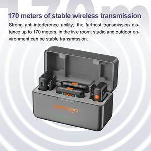 Xách tay Lavalier Micro không dây cho giảm tiếng ồn ghi âm với sạc trường hợp đối với Android iPhone máy ảnh - Product Image 5