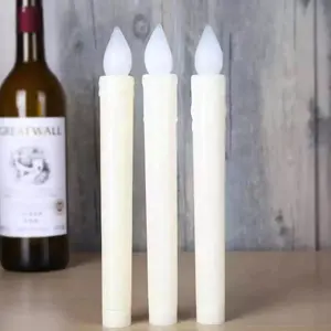 Velas led cónicas de 9 pulgadas, pequeñas luces led con batería para candelabro acrílico, venta al por mayor