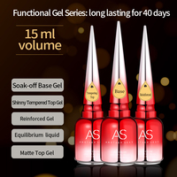 AS Private Label 15ml Base et Top Coat Gel Polish Huile UV Soak Off Semi-Permanent Nail Art Gel Vernis Base Gel Top Coat Huile Vernis