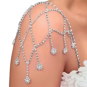 Rantai bahu berlian imitasi 2024 rantai pengantin indah perhiasan pernikahan aksesori wanita rantai bahu