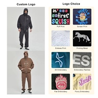 Ensemble de survêtement personnalisé pour homme : pantalon évasé et sweat à capuche entièrement zippé, impression en relief, style streetwear