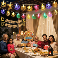 Lampe décorative LED 2026 EID Mubarak, lumières de lune et d'étoiles, guirlandes, rideaux d'intérieur, décorations du Ramadan, Nouvel An
