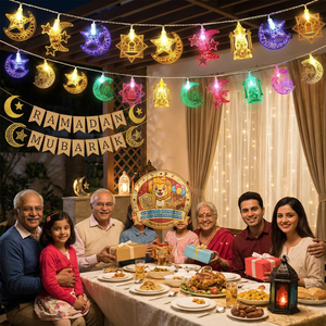 ไฟประดับ LED ปี 2026 รูปพระจันทร์และดวงดาว สำหรับตกแต่งบ้าน ผ้าม่าน ภายในบ้าน สำหรับเทศกาลอีด มูบาร็อค รอมฎอน และปีใหม่ - Product Image 5