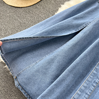 Robe longue décontractée pour femme, élégante, sans manches, en jean, coupe trapèze, avec grand col contrastant, boutons métalliques, taille haute, pour le quotidien