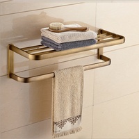 Ensemble d'accessoires de salle de bain antique européen de haute qualité, tout en cuivre massif, comprenant un porte-serviettes, un crochet et un porte-papier toilette
