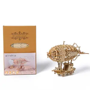 창조적 인 사업 나무 예술 선물 장난감 DIY 조립 성인을위한 3D 나무 비행선 직소 퍼즐