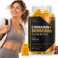 Gummies OEM ODM Marque Privée Cannelle Berbérine Ashwagandha Curcuma Chrome Niacine Psyllium Framboise 60 Unités Adultes