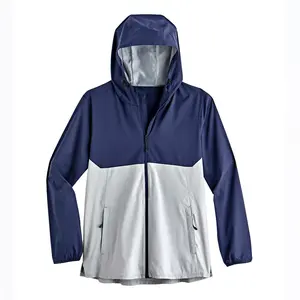 OEM Customized Style Full Zip Hooded Color Block Windbreaker Jacket For Women