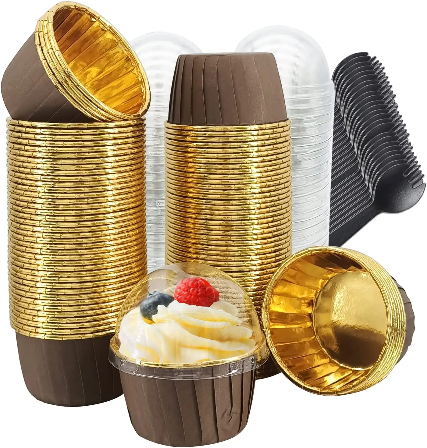 Mini Muffin liner 3.5oz Cupcake memanggang cangkir aluminium Foil kertas Cup Cupcake liner cangkir kue 5 warna