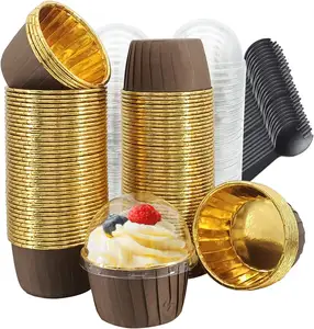 Mini Muffin Lót 3.5oz cupcake Baking ly nhôm lá giấy cup Cúpcake lót Baking ly 5 màu sắc
