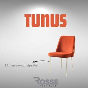 Silla de Comedor Moderna y Contemporánea Tunus, Patas de Metal, Tapizada, Muebles para el Hogar - Product Image 3