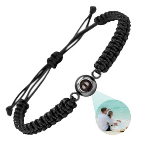 Bracelet de projection <span class=keywords><strong>photo</strong></span> personnalisé en vente chaude, acier inoxydable, fait à la main, corde tressée colorée, réglable, je t'aime, bracelets de <span class=keywords><strong>couple</strong></span> - Product Image 1