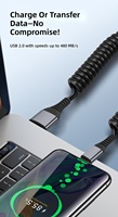Câble de charge rapide rétractable USB/Type C vers Type-C personnalisé 66W 3A, câble de données Carplay à ressort 6A, chargeur USB C pour téléphone