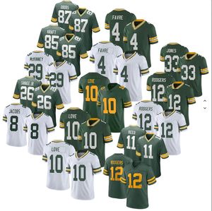 Футболка Green Bay Men 10 Love Football, номер 8 Джош Джейкобс, номер 4 Бретт Фавр, номер 85 Тайкер Крафт, высококачественная вышивка, размеры 4XL, 5XL - Product Image 1