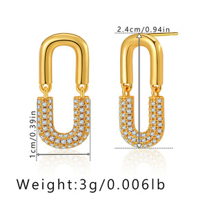 Fashion 18k Copper Paper Clip <strong>U</strong> <strong>Shape</strong> Gold Plated <strong>Earrings</strong> for Women - Product Image 6
