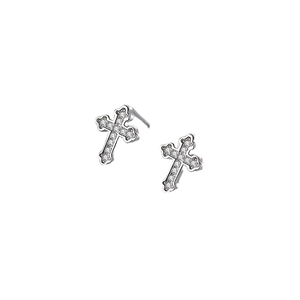 New Product 925 Sterling <b>Silver</b> Cross <b>Stud</b> Earrings Classic Zircon for Women Wedding Anniversary Gift - Product Image 4