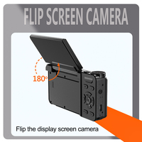 Caméra numérique CCD A67B avec zoom 18X et lumière d'appoint beauté 180° °   Écran rotatif, enregistrement vidéo 4K, photo 64MP, batterie 2000mAh, webcam OTG pour enfants