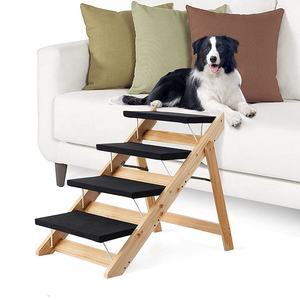 Escalier pliable personnalisé en <span class=keywords><strong>bois</strong></span> pour animaux de compagnie, escalier pour chiens et chats, échelle pliable en 4 marches pour animaux de compagnie - Product Image 1