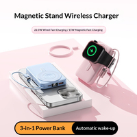 Support magnétique sans fil 3-en-1 en plastique certifié 3C, batterie externe 10000 mAh, charge rapide 22,5 W/20 W, affichage numérique pour iPhone