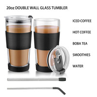 Gobelet à café glacé en verre personnalisé, tasses tasse à thé avec paille, tasses à thé Boba personnalisées tasse à smoothie gobelet en verre à vin à bulles