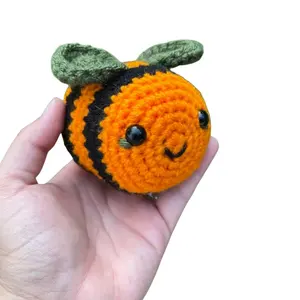 Halloween Bee Knit Orange and Black Crochet Amigurumi Bee Stuffed Halloween Crochet Bee Toys