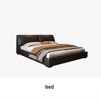 Lit en cuir minimaliste italien, nouveau lit double moderne et minimaliste, mobilier de chambre principale
