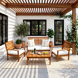 THINH PHU OLIVER Ensemble de canapés fonctionnels en bois d'acacia - Mobilier d'extérieur contemporain pour jardin et salon - Emballage personnalisé - Product Image 1