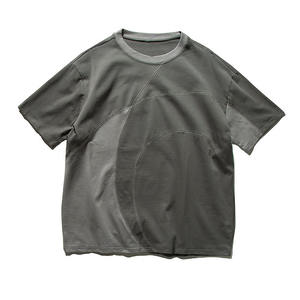 Camiseta holgada de manga corta de color sólido de bloque de color retro de estilo japonés de verano para <span class=keywords><strong>hombre</strong></span> - Product Image 1