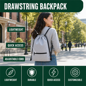 Tas Ransel Tali Serut Lipat Besar Tahan Air, Fashion, Promosi, Logo Custom, Bahan Polyester, Kapasitas 20-38L, Dilengkapi Kompartemen Laptop - Product Image 4