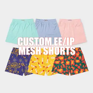 Shorts de malha unissex unissex para mulheres e homens, estampa de sublimação personalizada de camada dupla única e unissex de 5 polegadas