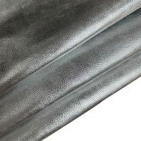 Cuir de vachette pleine fleur gaufré argenté, résistant aux plis, pour vêtements, accessoires, chaussures, sacs, cuir véritable