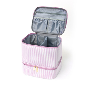 Double Layer Seersucker Zipper <b>Makeup</b> <b>Bag</b> <b>Large</b> Capacity Nail Polish Storage Portable Cosmetic Case Multi-Functional Leopard - Product Image 2