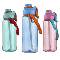 Meilleures ventes bouteilles d'eau en plastique avec marquage de temps et paille bouteille d'eau Tritan d'hydratation de maintien 1,5l 1500 ml