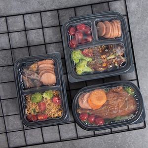 8X3 Restaurants Cafés Catering Food Maaltijd To Go Boxes Compartiment Magnetron Scharnierende <span class=keywords><strong>Plastic</strong></span> Take-Away Food Containers - Product Image 1