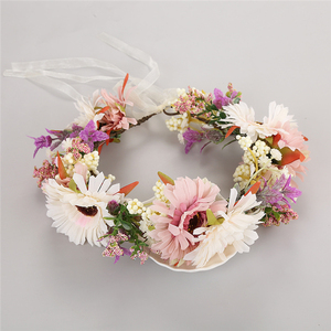 Fai da te corona <span class=keywords><strong>di</strong></span> <span class=keywords><strong>fiori</strong></span> corona fascia corona floreale <span class=keywords><strong>capelli</strong></span> ghirlanda copricapo con nastro festival festa <span class=keywords><strong>di</strong></span> nozze - Product Image 5