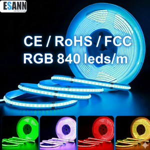 <span class=keywords><strong>Bande</strong></span> lumineuse <span class=keywords><strong>LED</strong></span> COB RGB haute densité ESANN 24V WIFI 840 <span class=keywords><strong>LED</strong></span> RGBCW RGB RGBW COB <span class=keywords><strong>LED</strong></span> - Product Image 1