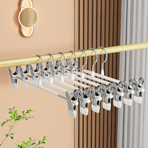 <b>Plastic</b> Coated Trouser Hanger Anti Slip Thickened Telescopic Clip Multi Functional Household Clothes Hanger Stainless Steel - Product Image 1