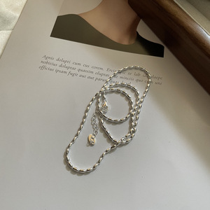 สร้อยคอ925เงินสเตอร์ลิงสวยงามทนทานน้ำหนักเบาสร้อยคอโซ่ลูกปัดข้าวสำหรับสวมใส่ในชีวิตประจำวันเครื่องประดับที่สง่างามเป็นอมตะ - Product Image 4