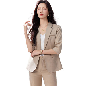 Pink Suit Set Women Three Quarter Sleeve Lightweight Breathable Formal Commute Wear - Product Image 5