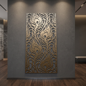Panel de pantalla de Metal decorativo de pluma de pavo real moderno, arte de pared de Metal intrincado láser, partición elegante, decoración de moda para el hogar y la Oficina - Product Image 3